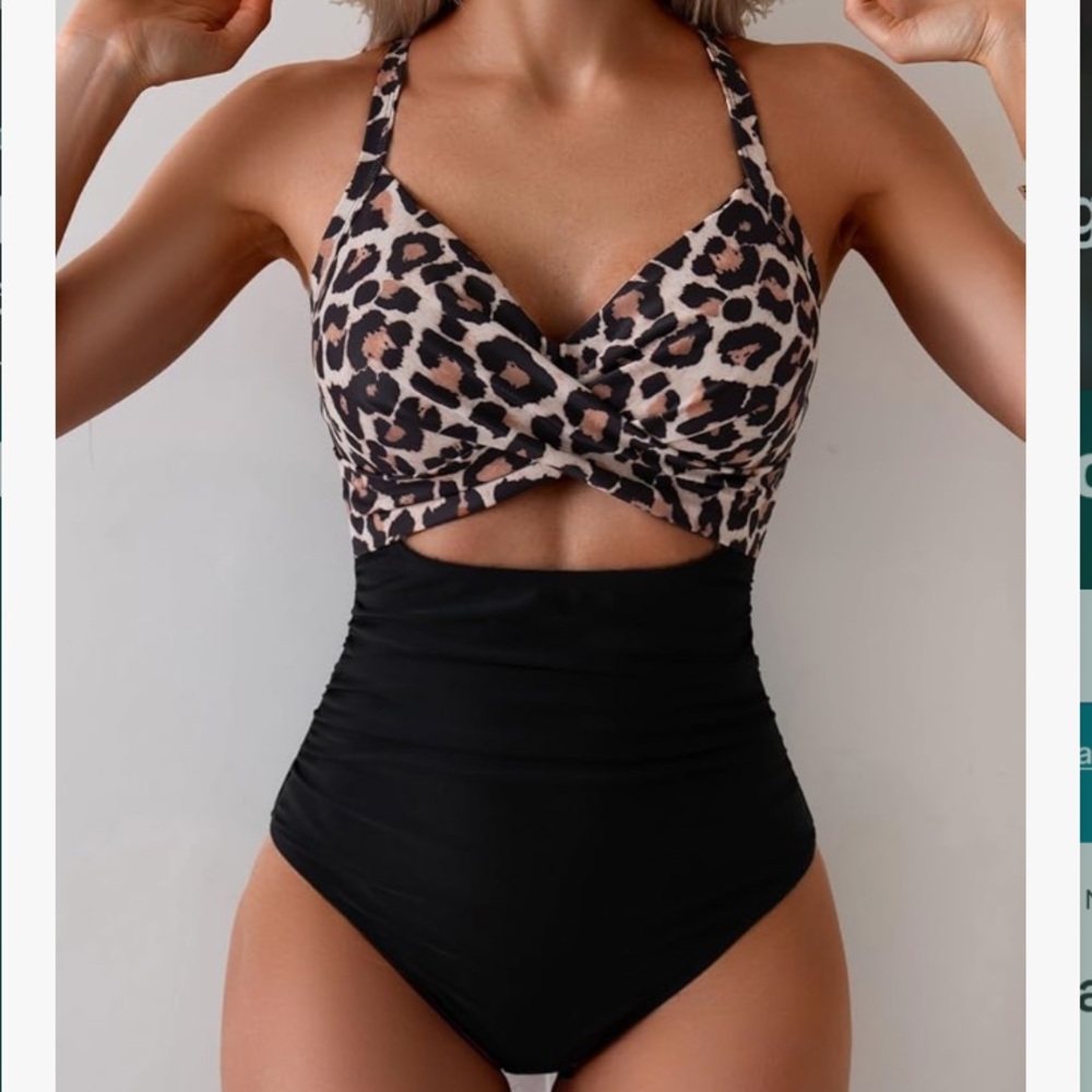 One Piece High Waisted Swimsuit / Tummy Control / Tie Back - Picture 10 of 10